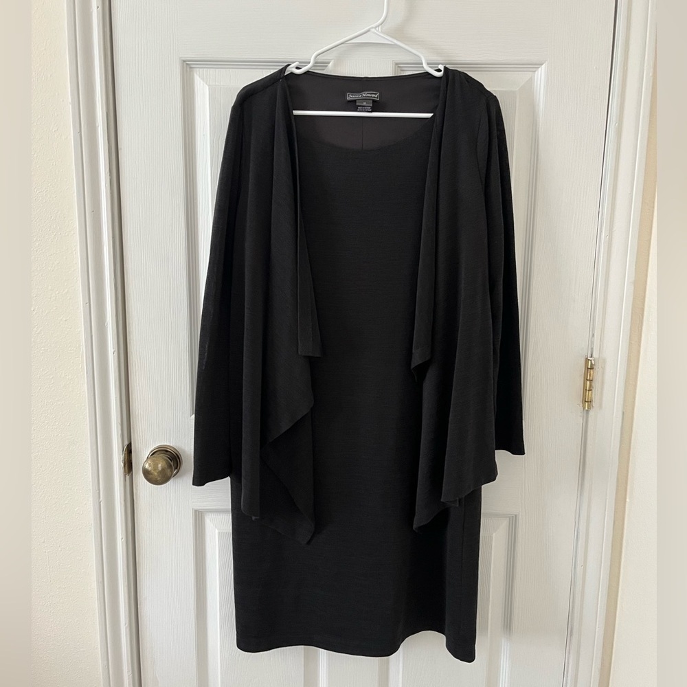 Jessica Howard Black Women's Dress with Attached Cardigan